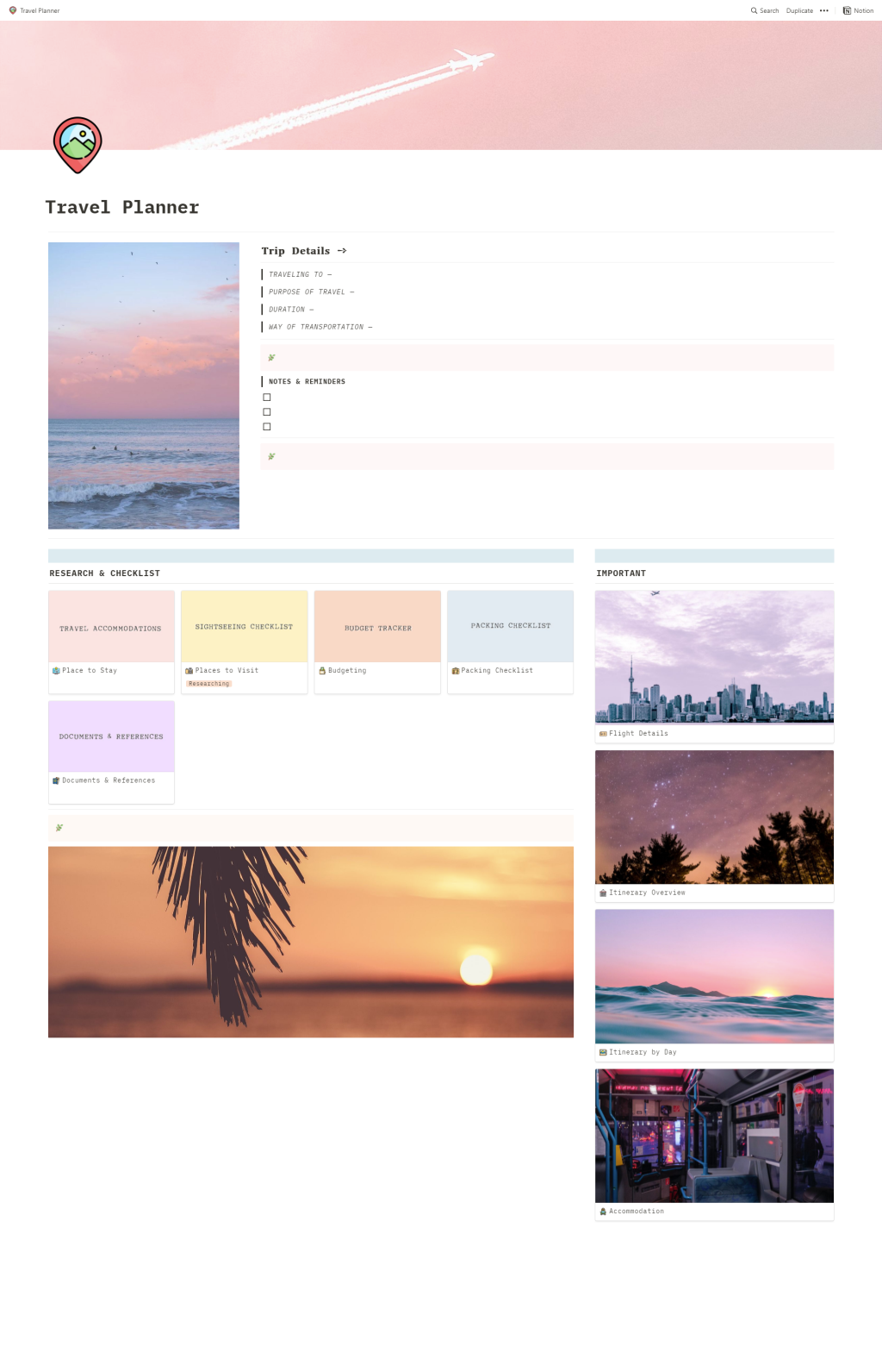Picture of: FREE! – Ultimate Travel Planner Notion Template : r/Notion