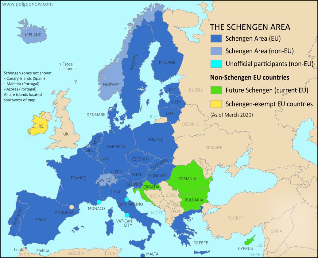 Picture of: Map of the Schengen Area, Europe’s Border-free Travel Zone