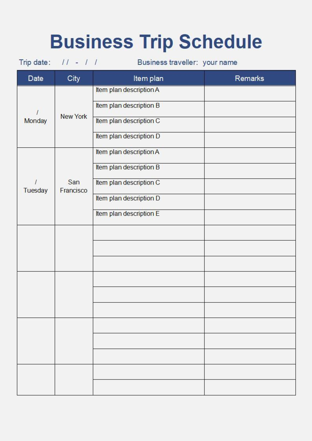 Picture of: Top  Well Organized Free Itinerary Template Word  WPS Office