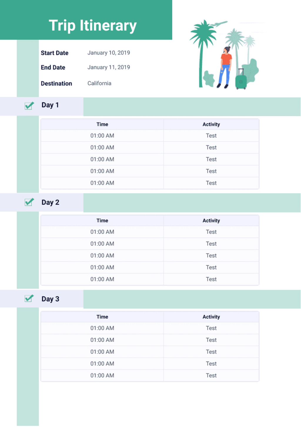 Picture of: Trip Itinerary Template – PDF Templates  Jotform